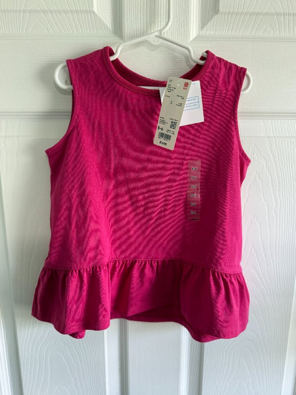 NWT Uniqlo Girls Airism Cotton Pink Sleeveless Shirt Size 5-6